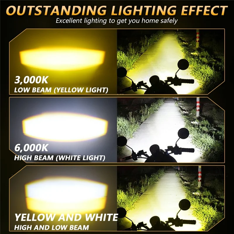 S8 2Pcs 40W High Low Beam Motorcycle Spotlight LED Auxiliary Lights Kit with Wire Harness Switch