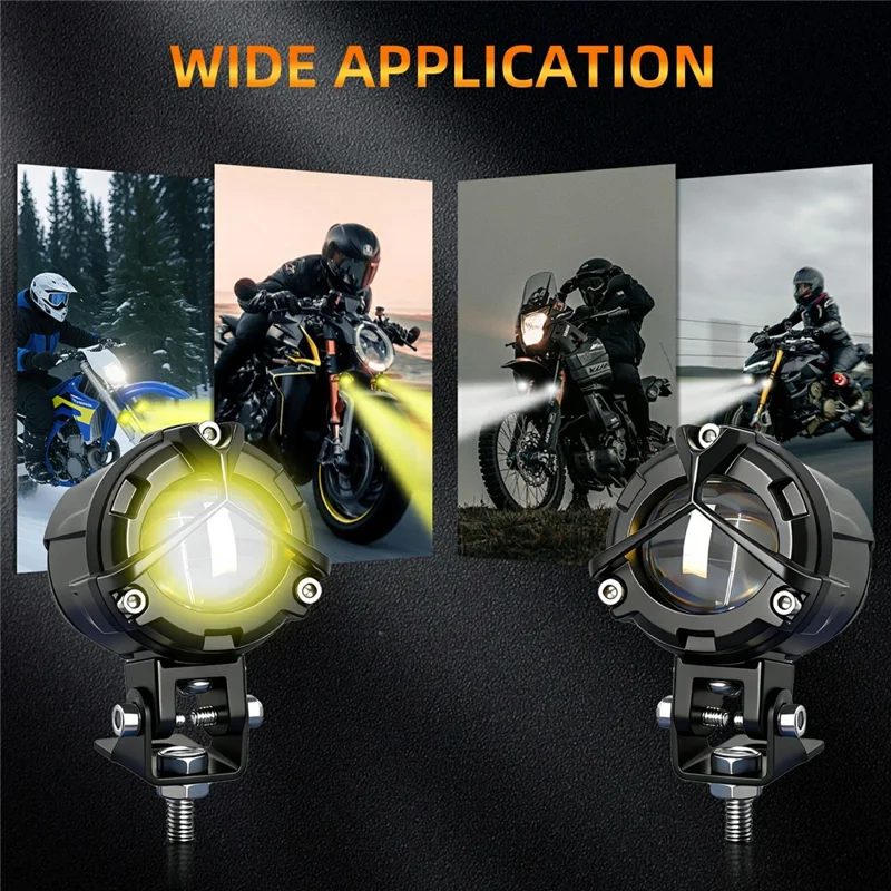 S8 2Pcs 40W High Low Beam Motorcycle Spotlight LED Auxiliary Lights Kit with Wire Harness Switch