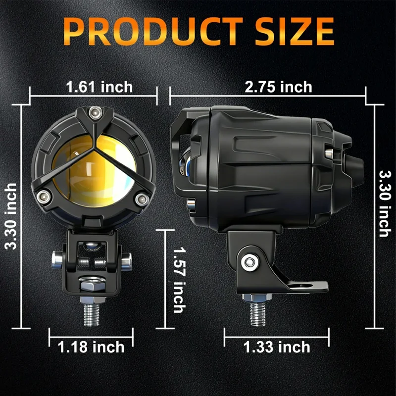 S8 2Pcs 40W High Low Beam Motorcycle Spotlight LED Auxiliary Lights Kit with Wire Harness Switch