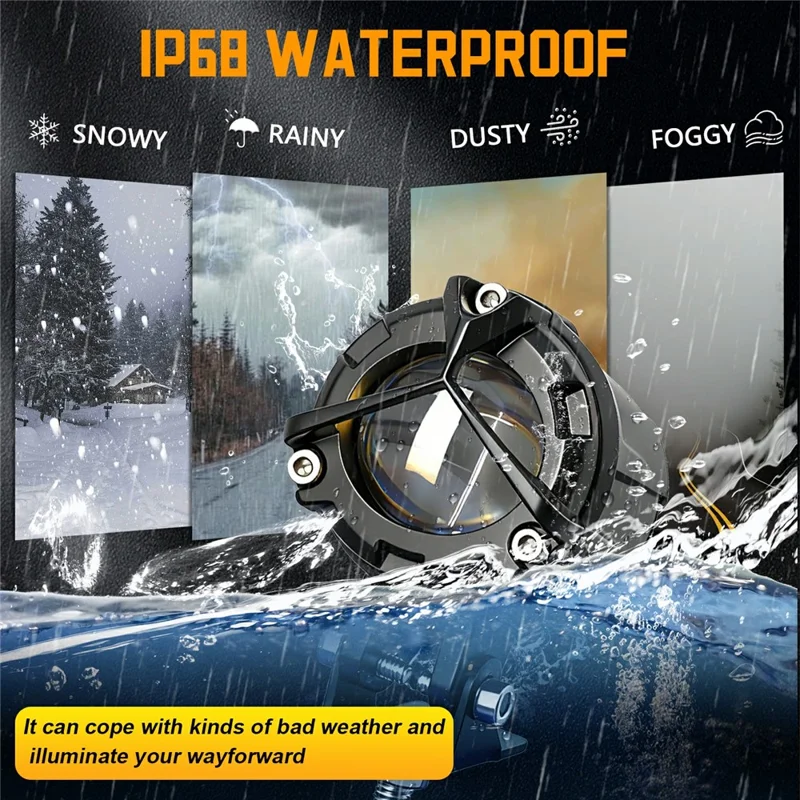 S8 1Pc 20W Motorcycle Spotlight Dual Color Temperature LED Auxiliary Lamp IP68 Waterproof