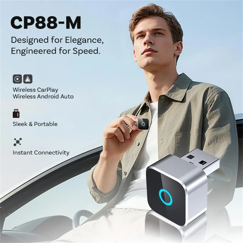 CP88-M 2 in 1 Wireless Car Play Android Auto Box Wired to Wireless Car Play / Android Auto Adapter