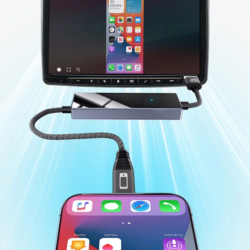 CA450M 2 in 1 Wired to Wireless Car Play Adapter for iOS / Android Screen Mirroring Dual Control