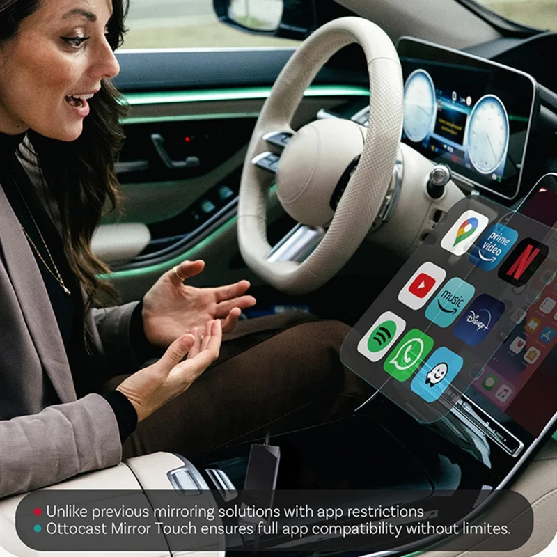 CA450M 2 in 1 Wired to Wireless Car Play Adapter for iOS / Android Screen Mirroring Dual Control