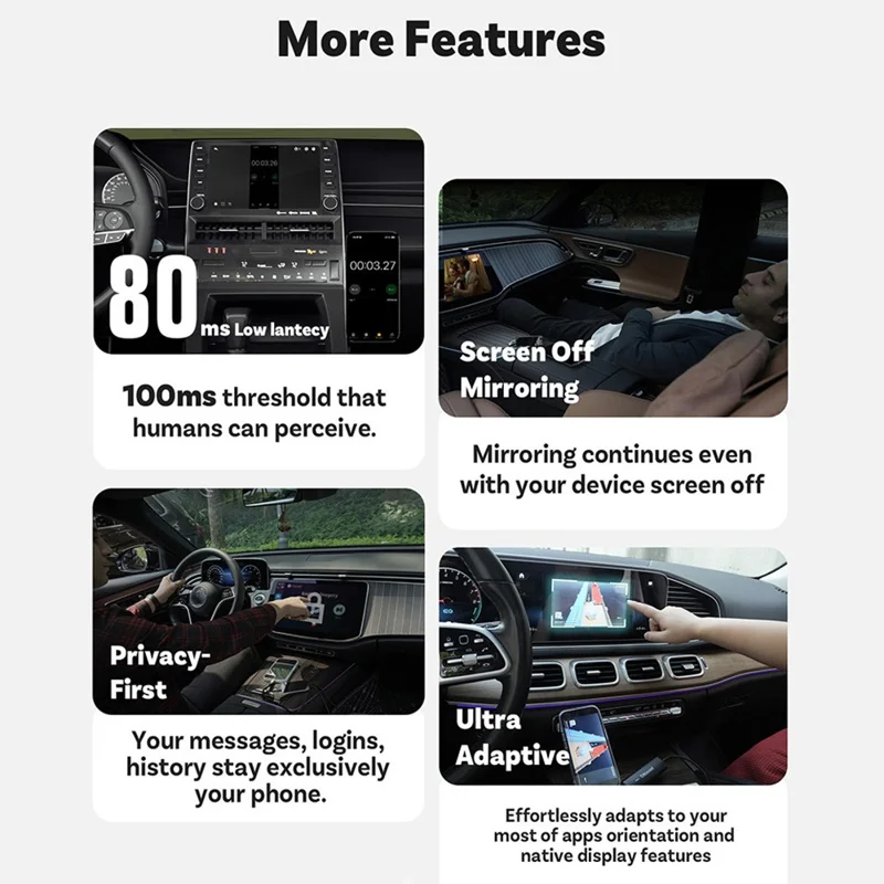 CA450M 2 in 1 Wired to Wireless Car Play Adapter for iOS / Android Screen Mirroring Dual Control
