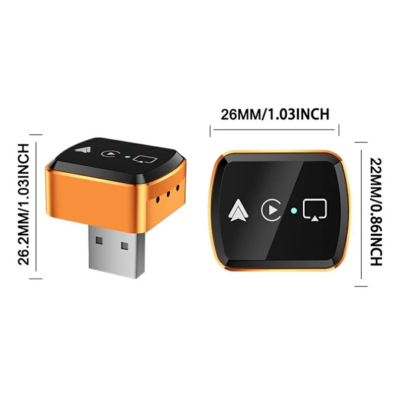 Adaptateur M71 4 en 1 pour la diffusion intelligente d'écran AirPlay / Miracast pour véhicules, convertisseur filaire vers sans fil CarPlay / Android Auto - Orange