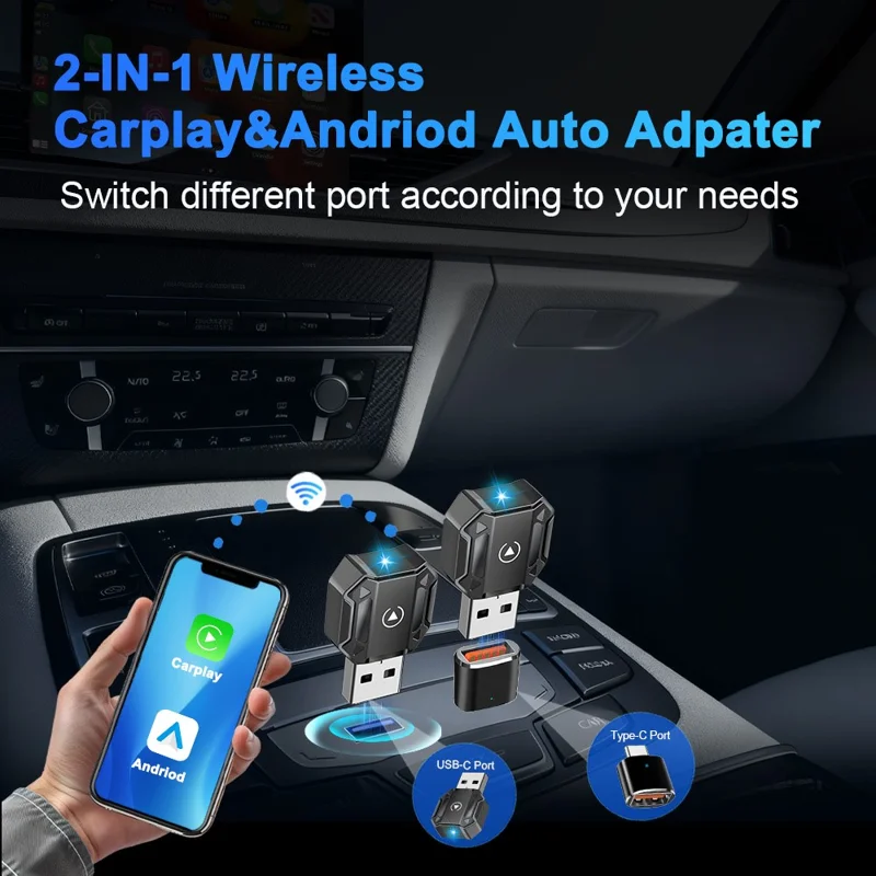 M36 2 in 1 Ai Box Wireless Car Adapter Car Play  /  Android Auto Wired to Wireless Converter for Vehicles