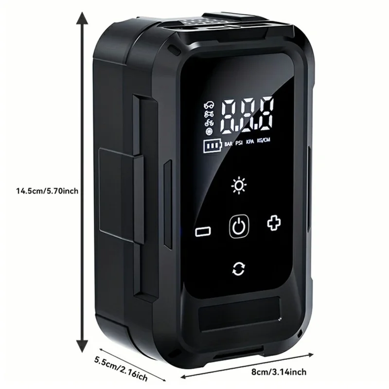 Wireless Car Air Pump Portable Electric Smart Tire Inflator with Digital Display / LED Light for Vehicle / Bicycle / Off-Road - Black