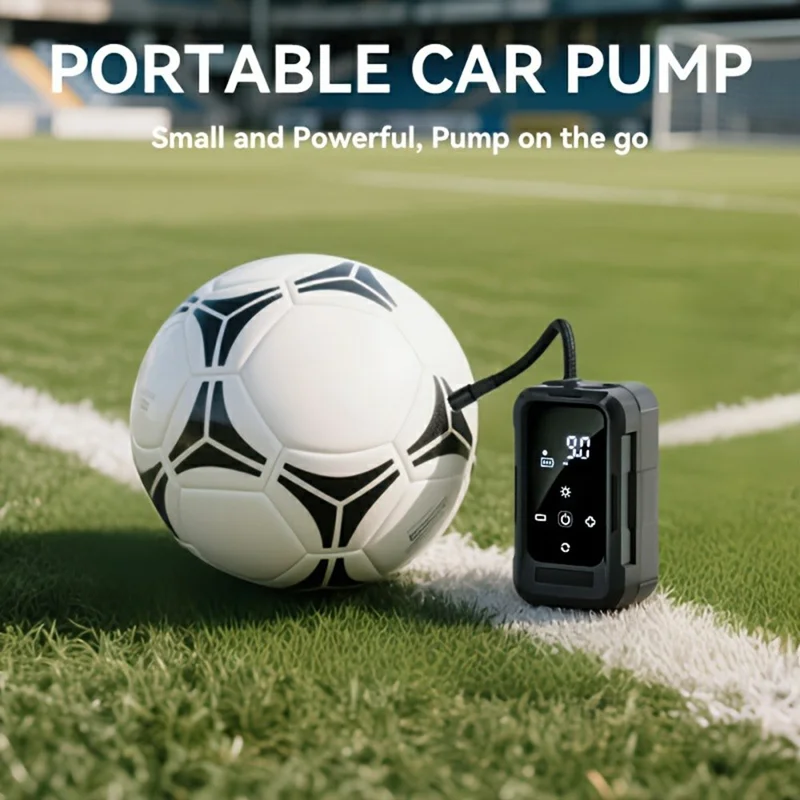 Wireless Car Air Pump Portable Electric Smart Tire Inflator with Digital Display / LED Light for Vehicle / Bicycle / Off-Road - Black