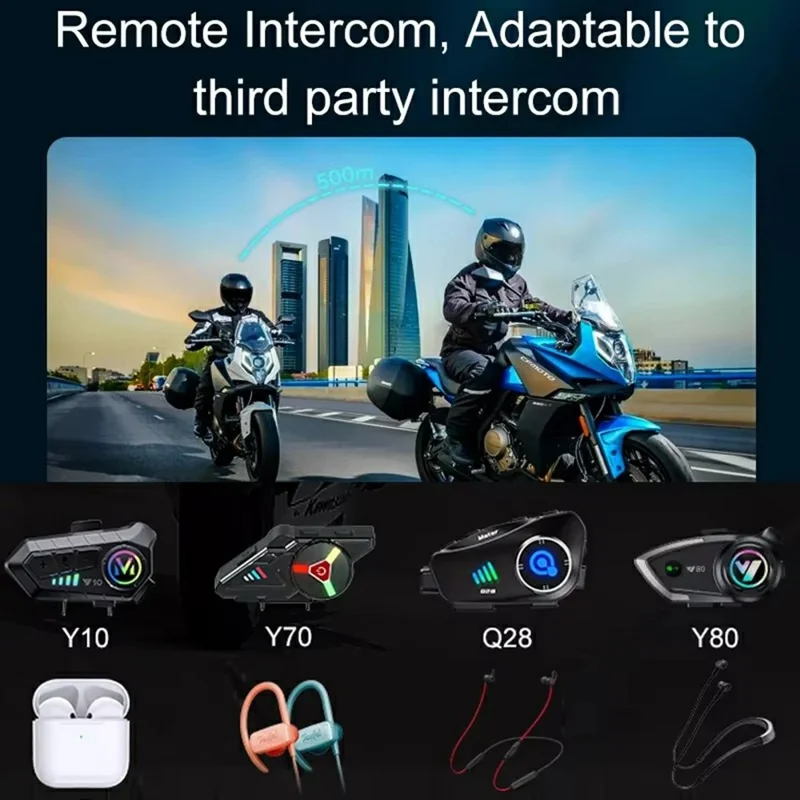 Y12 Pro Motorcycle Helmet Intercom Headset Wireless Hands-Free Earphones Hard Microphone for Riding