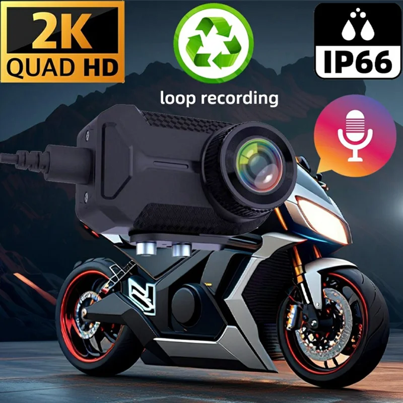 1080P HD Motorcycle Dash Cam IP66 Waterproof 170 Degree Wide Angle WiFi Camera for Riding Recording