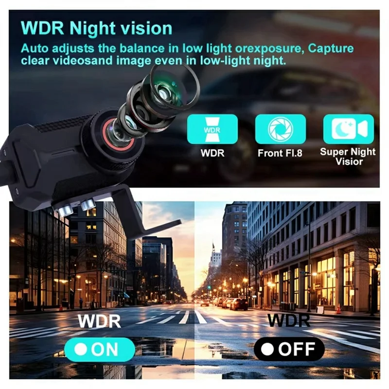 1080P HD Motorcycle Dash Cam IP66 Waterproof 170 Degree Wide Angle WiFi Camera for Riding Recording