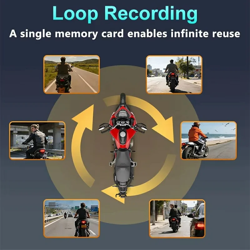 1080P HD Motorcycle Dash Cam IP66 Waterproof 170 Degree Wide Angle WiFi Camera for Riding Recording