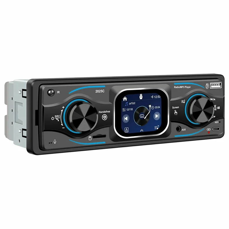 2025C Single DIN Car Stereo MP3 Player with 2.2 Inch Touch Screen Bluetooth-compatible Speaker FM Radio