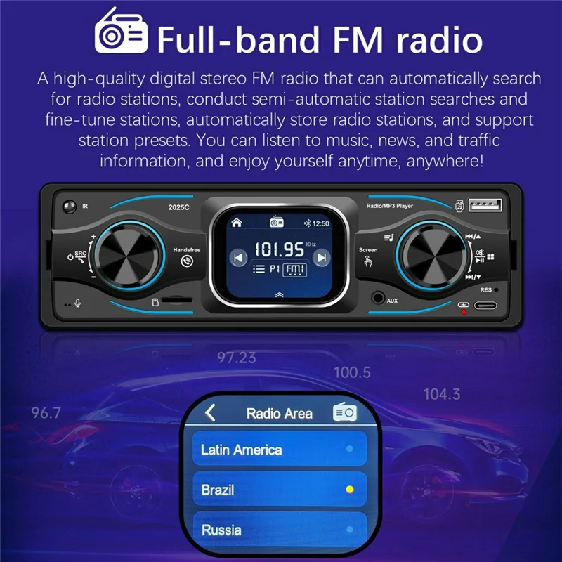 2025C Single DIN Car Stereo MP3 Player with 2.2 Inch Touch Screen Bluetooth-compatible Speaker FM Radio