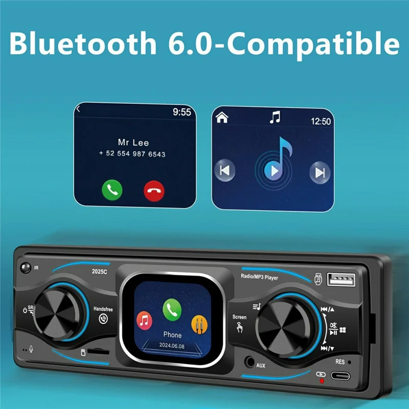 2025C Single DIN Car Stereo MP3 Player with 2.2 Inch Touch Screen Bluetooth-compatible Speaker FM Radio
