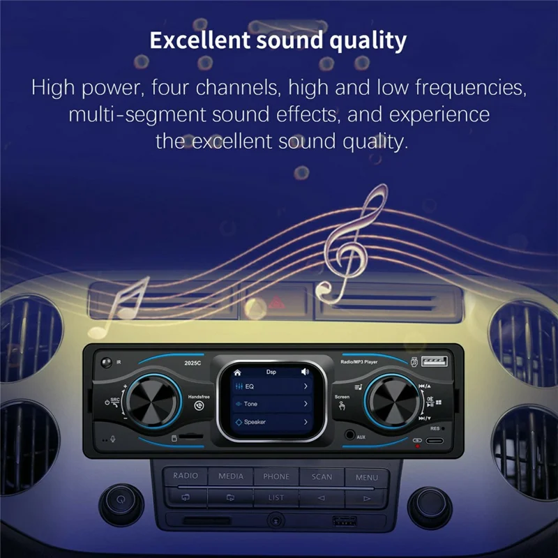 2025C Single DIN Car Stereo MP3 Player with 2.2 Inch Touch Screen Bluetooth-compatible Speaker FM Radio