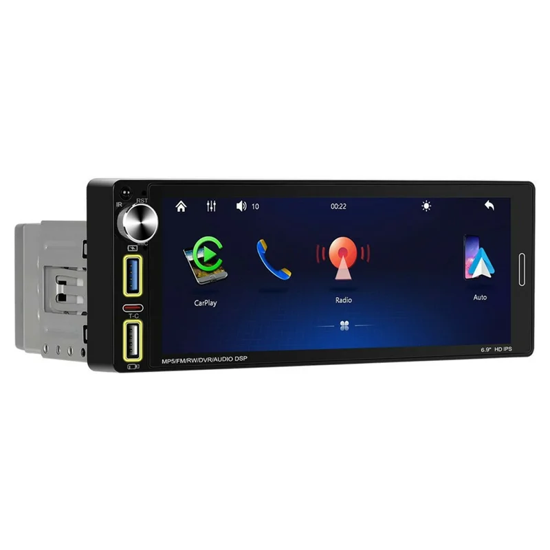 6290W 6.9 Inch Touch Screen Single Din Car Stereo Radio CarPlay Android Auto Bluetooth-compatible MP5 Player