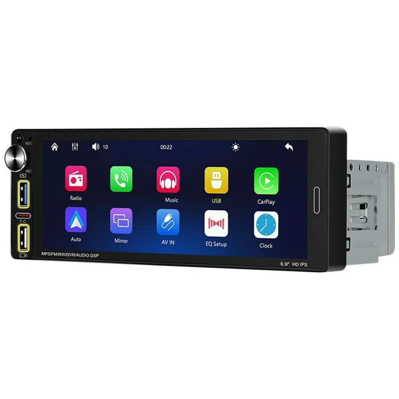 6290W 6.9 Inch Touch Screen Single Din Car Stereo Radio CarPlay Android Auto Bluetooth-compatible MP5 Player