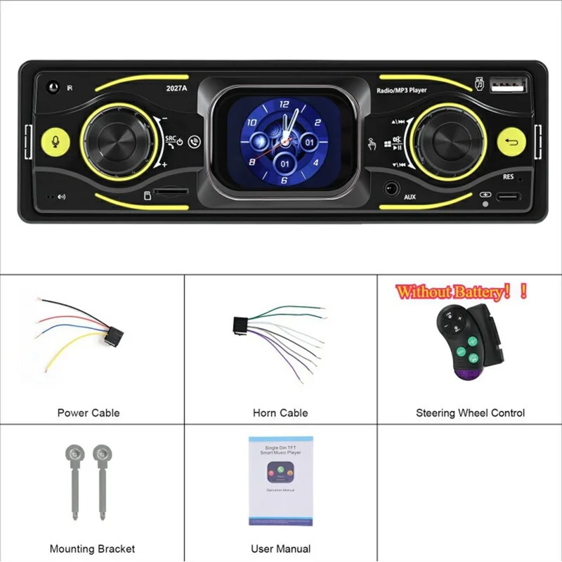 2027A 2.17 Дюймовый Сенсорный Экран Однодиновый Автомобильный Мультимедийный Проигрыватель Bluetooth FM / AM Радио с Управлением с Рулевого Колеса