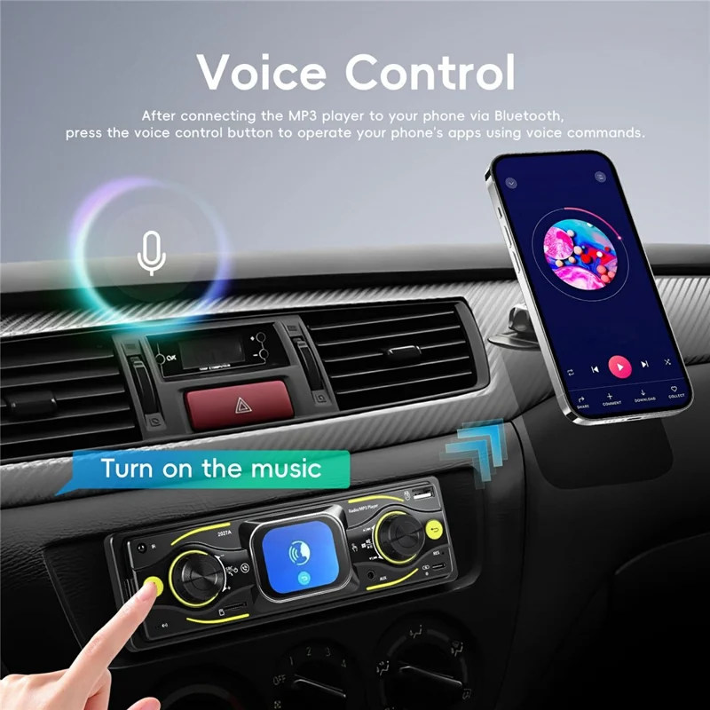 2027A 2.17 Дюймовый Сенсорный Экран Однодиновый Автомобильный Мультимедийный Проигрыватель Bluetooth FM / AM Радио с Управлением с Рулевого Колеса