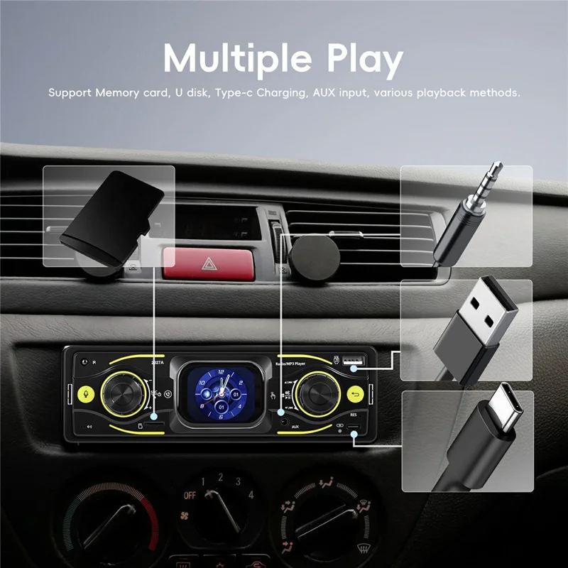 2027A 2.17 Дюймовый Сенсорный Экран Однодиновый Автомобильный Мультимедийный Проигрыватель Bluetooth FM / AM Радио с Управлением с Рулевого Колеса