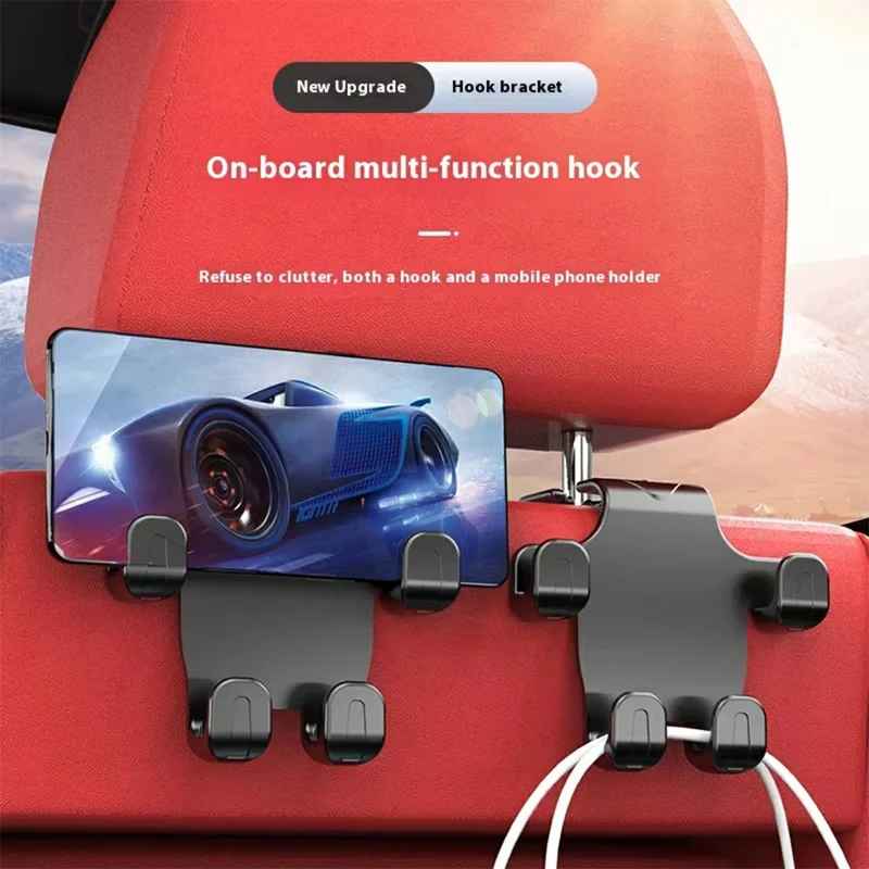 Car Seat Back Hook Multi-Functional Creative Storage Organizer for Car Interior Rear Seat Car Phone Holder - Black