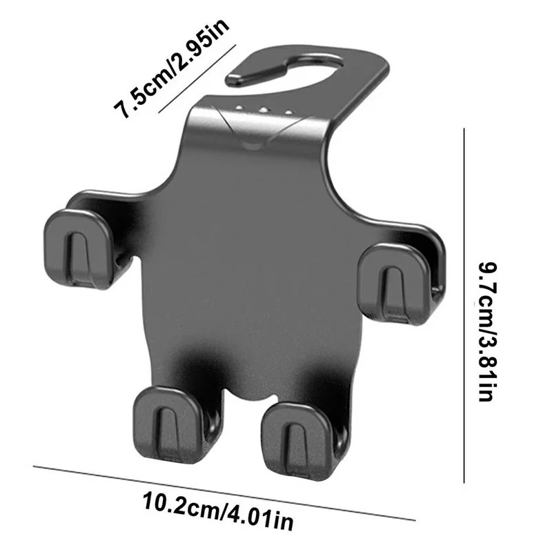 Car Seat Back Hook Multi-Functional Creative Storage Organizer for Car Interior Rear Seat Car Phone Holder - Black