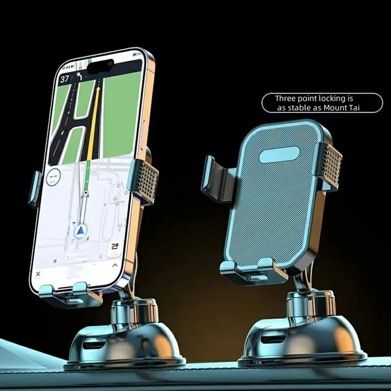 Car Dashboard Windshield Phone Mount Holder Suction Cup 360 Degree Adjustable Smartphone Stand - Black