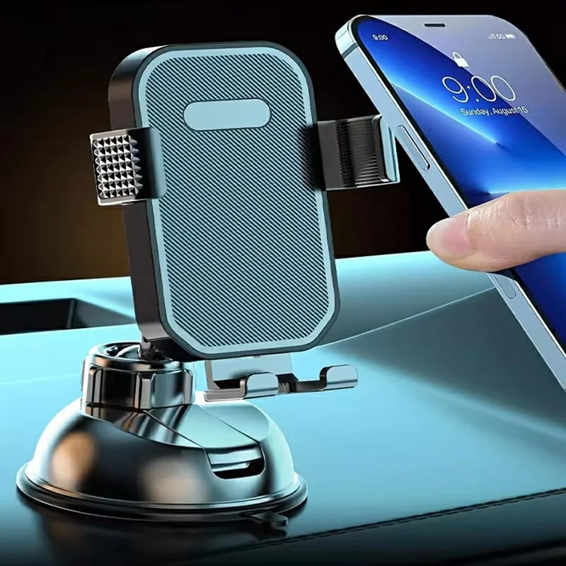 Car Dashboard Windshield Phone Mount Holder Suction Cup 360 Degree Adjustable Smartphone Stand - Black