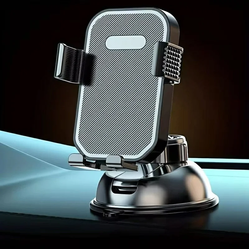 Car Dashboard Windshield Phone Mount Holder Suction Cup 360 Degree Adjustable Smartphone Stand - Black