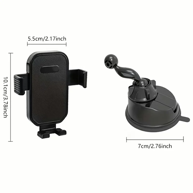 Car Dashboard Windshield Phone Mount Holder Suction Cup 360 Degree Adjustable Smartphone Stand - Black
