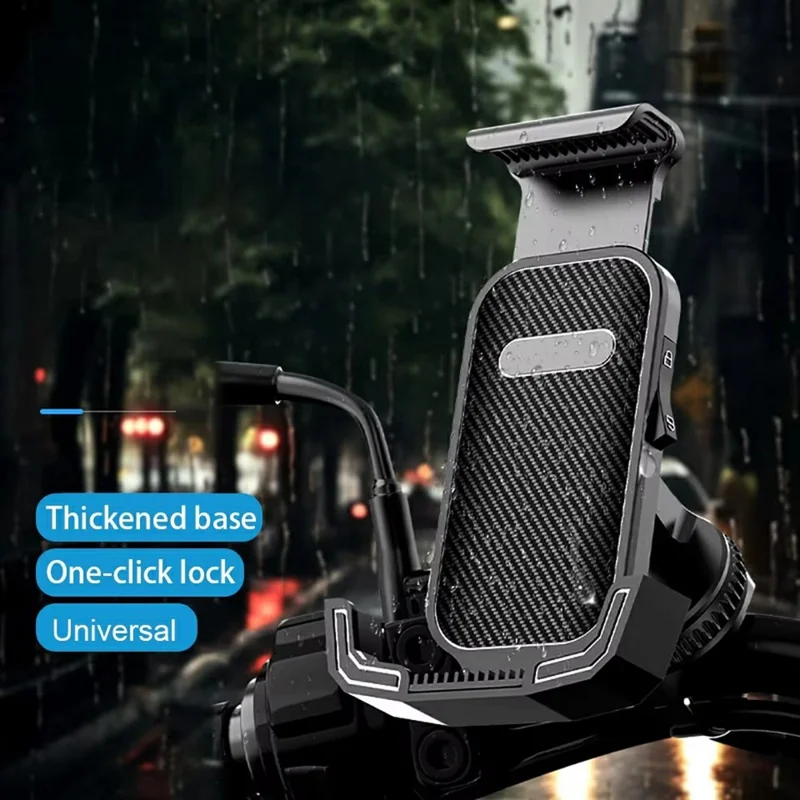 Motorcycle Bike Phone Mount Holder 360 Rotation Universal 4.7-7.1 Inch Adjustable Handlebar Stand - Black