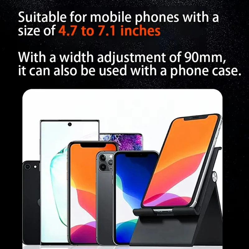 Motorcycle Bike Phone Mount Holder 360 Rotation Universal 4.7-7.1 Inch Adjustable Handlebar Stand - Black