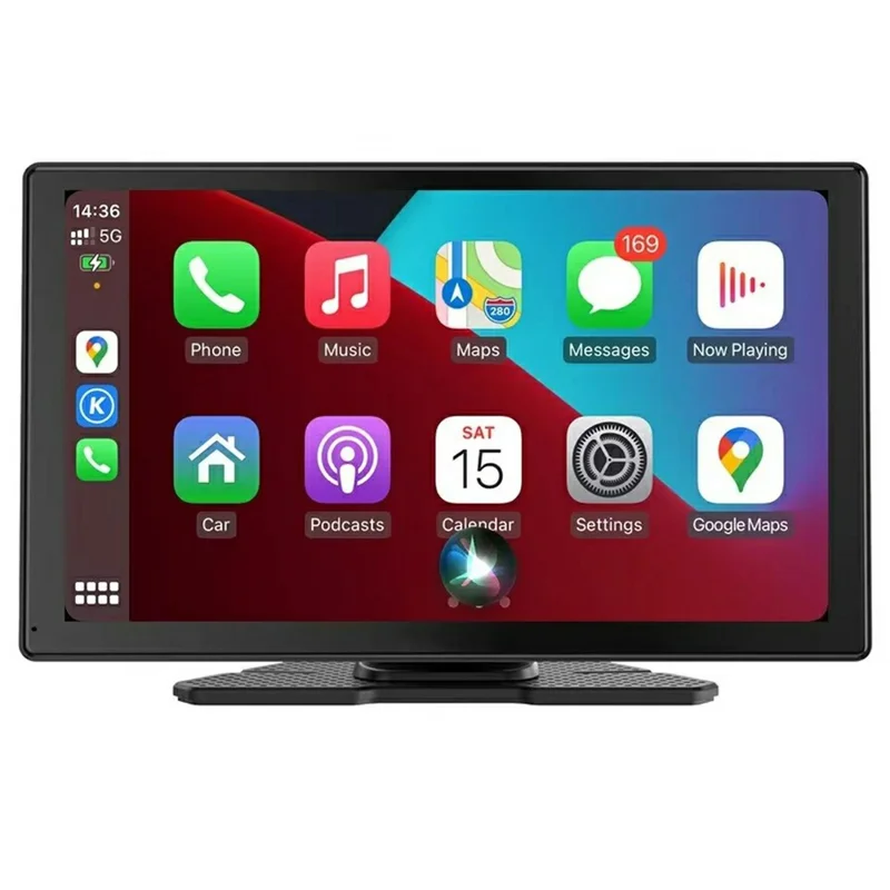 9 Inch Large Screen Allwinner V553 Wireless CarPlay Screen Multimedia Player with 4K + 1080P Front and Rear Dual Recording Dash Cam - Black