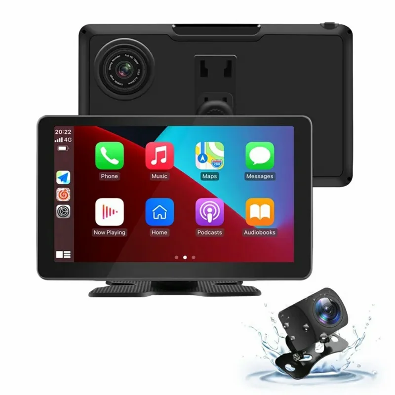 9 Inch Large Screen Allwinner V553 Wireless CarPlay Screen Multimedia Player with 4K + 1080P Front and Rear Dual Recording Dash Cam - Black