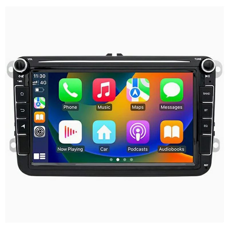 8 Inch CarPlay Android 9.0 Quad Core GPS Navigation Car Stereo Multimedia Player for Volkswagen 2003-2016, 2+32GB - Black