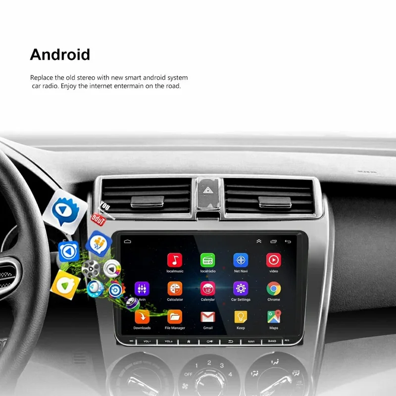 9 Inch CarPlay Android 9.0 Quad Core GPS Navigation Car Stereo Multimedia Player for Volkswagen 2003-2016, 2+32GB - Black