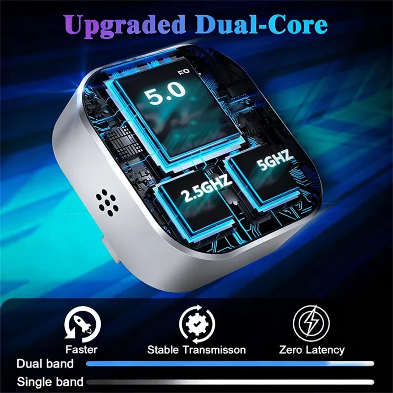 Q1A Von Kabelgebunden zu Kabellos Carplay / Android Auto 2-in-1-Dongle Auto Connect Mini-Adapter – Schwarz + Bunte Symbole