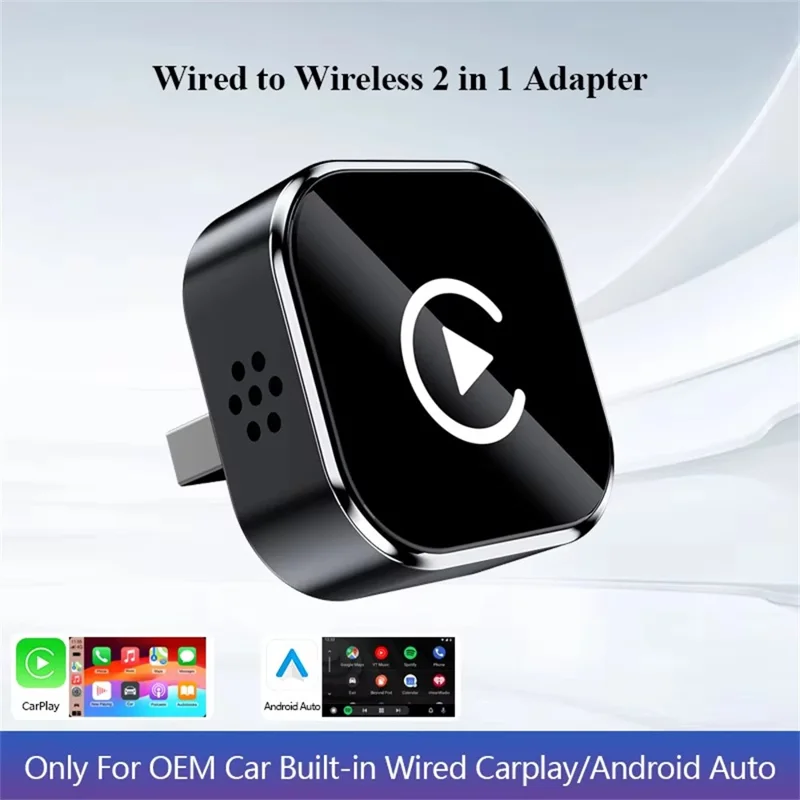 Q1A Wired to Wireless Carplay  /  Android Auto 2 in 1 Dongle Auto Connect Mini Adapter - Black+White Symbol