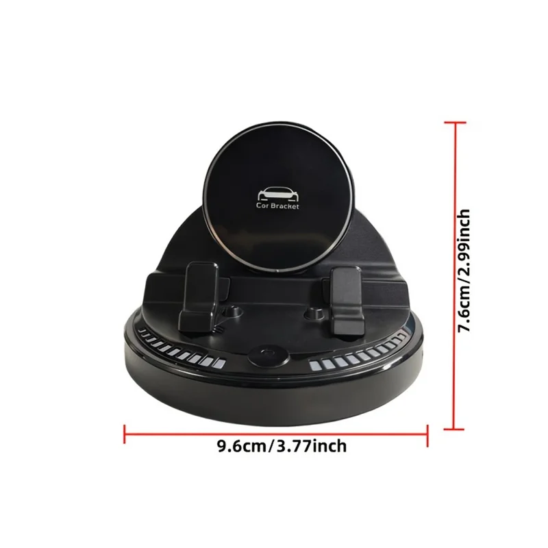 15W Wireless Fast Charger Auto Clamp 360 Degree Rotatable Car Dashboard Mount Phone Holder Bracket - Black