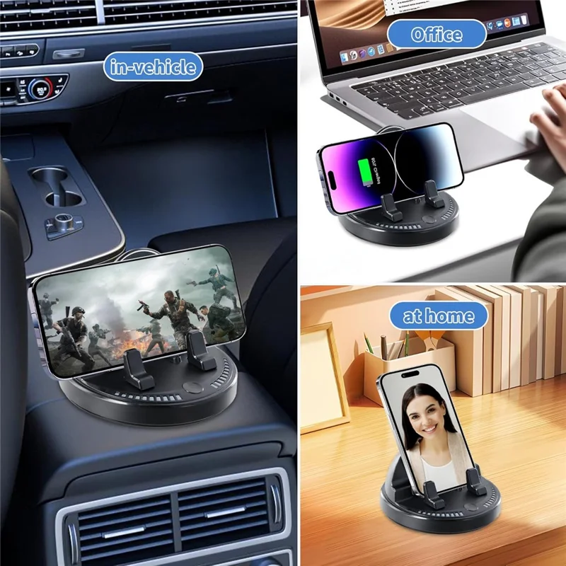 360 Degree Rotatable Car Phone Mount Auto Clamp Dashboard Cellphone Holder Stand - Black