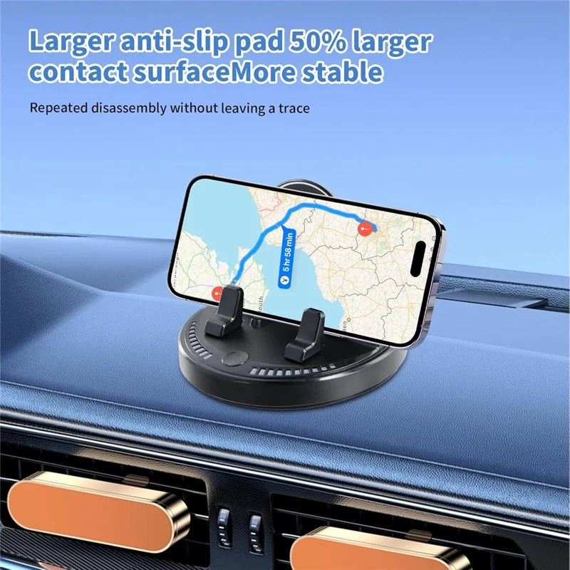 360 Degree Rotatable Car Phone Mount Auto Clamp Dashboard Cellphone Holder Stand - Black