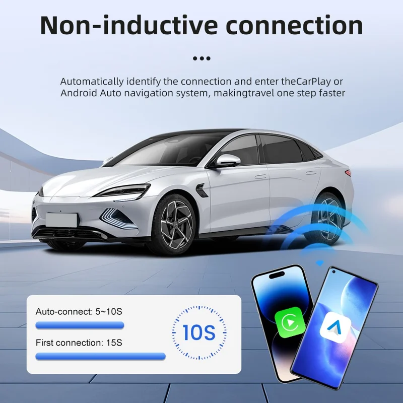 Mini Ultra 5 Wireless CarPlay Android Auto Adapter Konvertiert werkseitige Kabelverbindung in kabellose USB-Plug-and-Play-Car-Play-Dongle