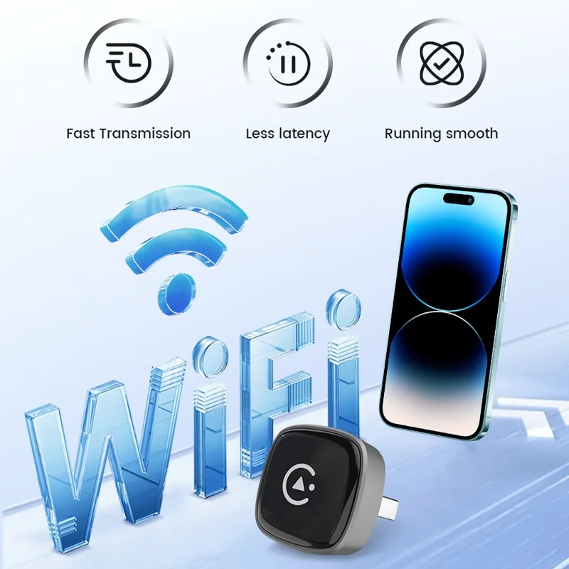 Mini Ultra 5 Wireless CarPlay Android Auto Adapter Konvertiert werkseitige Kabelverbindung in kabellose USB-Plug-and-Play-Car-Play-Dongle