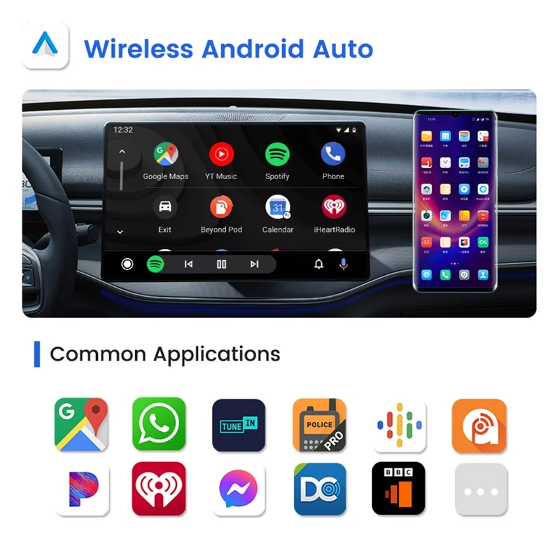 Mini Ultra 5 Wireless CarPlay Android Auto Adapter Konvertiert werkseitige Kabelverbindung in kabellose USB-Plug-and-Play-Car-Play-Dongle