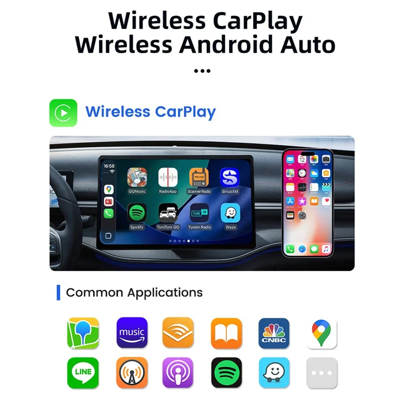 Mini Ultra 5 Wireless CarPlay Android Auto Adapter Konvertiert werkseitige Kabelverbindung in kabellose USB-Plug-and-Play-Car-Play-Dongle