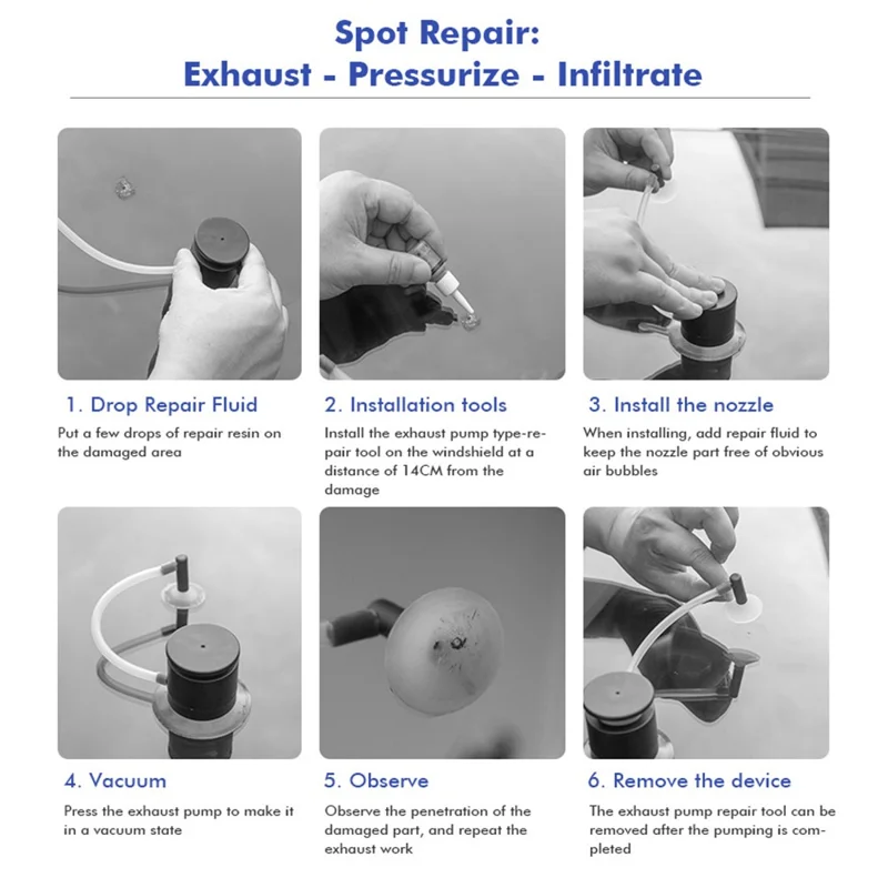 Инструмент для ремонта трещин на ветровом стекле автомобиля, комплект для самостоятельного ремонта лобового стекла, насос, средство для восстановления стекла