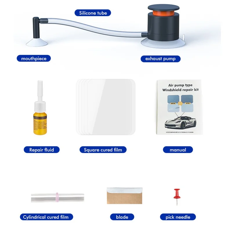 Инструмент для ремонта трещин на ветровом стекле автомобиля, комплект для самостоятельного ремонта лобового стекла, насос, средство для восстановления стекла