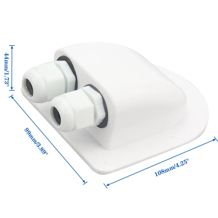 A6098 Solar Panel White Double Cable Entry Gland Box Waterproof RV Camper Solar Entry Housing with Screws