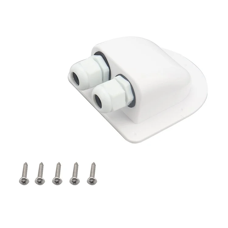 A6098 Solar Panel White Double Cable Entry Gland Box Waterproof RV Camper Solar Entry Housing with Screws
